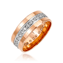 обзорное фото Золотое обручальное кольцо Американка с фианитами 036709  Золотые кольца