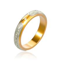 обзорное фото Оригинальное обручальное кольцо из красного и белого золота 033466  Золотые кольца