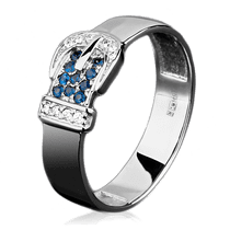 обзорное фото Кольцо Ремень из белого золота с сапфирами и бриллиантами 1113/1 Золотые кольца с сапфиром обзорное фото Кольцо Ремень из белого золота с сапфирами и бриллиантами 1113/1  Золотые кольца с сапфиром