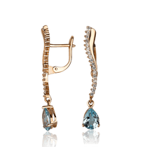 обзорное фото Золотые серьги с топазом в красном золоте 030686 Золотые серьги с топазом обзорное фото Золотые серьги с топазом в красном золоте 030686  Золотые серьги с топазом