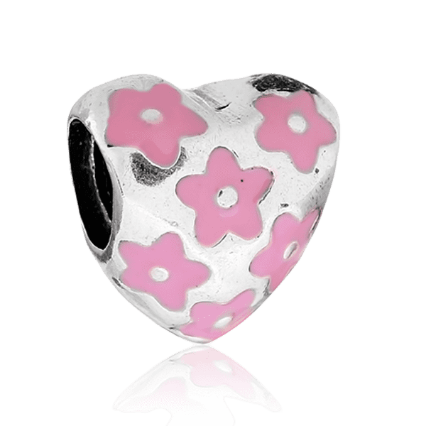 Серебряный подвес-шарм Сердце с цветочками и эмалью 025018 детальное изображение ювелирного изделия Серебряные подвесы-шармы (бусины) Серебряный подвес-шарм Сердце с цветочками и эмалью 025018 детальное изображение ювелирного изделия Серебряные подвесы-шармы (бусины)