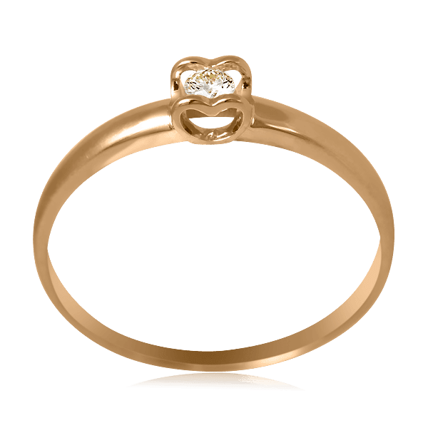 Золотое кольцо с бриллиантом Сердце R0692 детальное изображение ювелирного изделия Золотые кольца для помолвки с бриллиантом