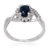 обзорное фото Серебряное кольцо Жасмин с сапфиром 023028  Серебряные кольца со вставками