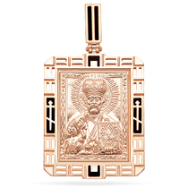 обзорное фото Золотая ладанка Святой Николай Чудотворец с эмалью 039133 Золотые подвески иконки обзорное фото Золотая ладанка Святой Николай Чудотворец с эмалью 039133  Золотые подвески иконки