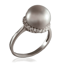 обзорное фото Серебряное кольцо с жемчугом 023229  Серебряные кольца со вставками