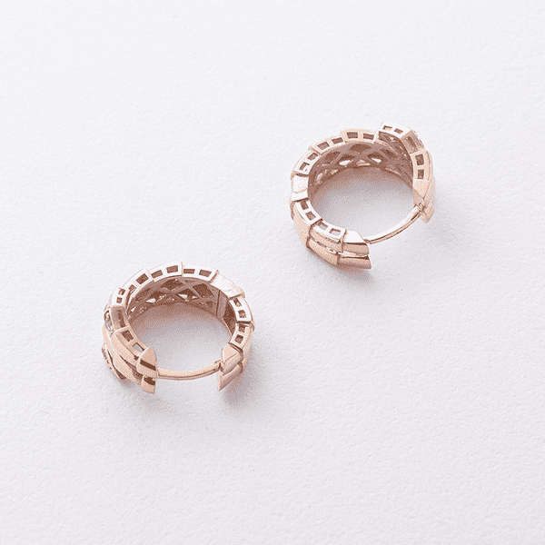 Серьги-конго в красном золоте с фианитами Змея Серьги-конго в красном золоте с фианитами Змея