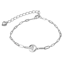 обзорное фото Серебряный браслет на руку с буквами с фианитами и маленьким сердечком 039694 Серебряные женские браслеты обзорное фото Серебряный браслет на руку с буквами с фианитами и маленьким сердечком 039694  Серебряные женские браслеты