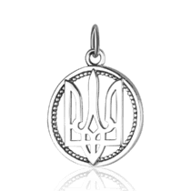 обзорное фото Подвес серебряный Тризуб - Герб Украины 026670  Украинская символика из золота и серебра