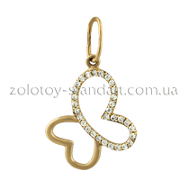 обзорное фото Золотой подвес с цирконием 421568 Золотые кулоны с фианитом обзорное фото Золотой подвес с цирконием 421568  Золотые кулоны с фианитом