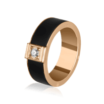 обзорное фото Каучуковое кольцо с золотой основой и фианитом 026563  Золотые кольца с каучуком