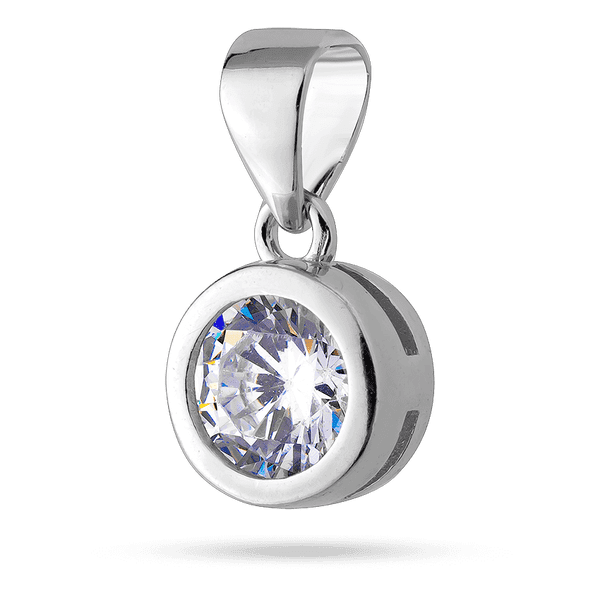 Серебряная подвеска с большим круглым фианитом в глухой закрепке 040090 детальное изображение ювелирного изделия Серебряные подвески со вставками