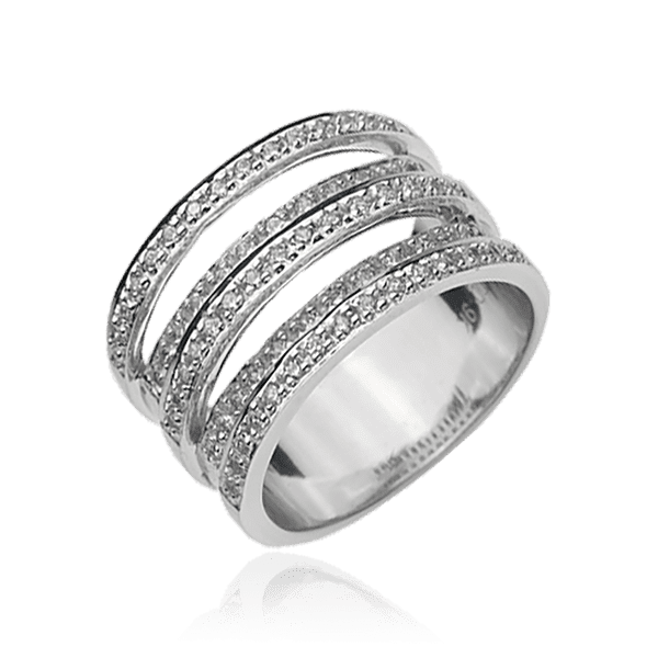 Широкое кольцо из белого золота с бриллиантами 031035 детальное изображение ювелирного изделия Золотые кольца Широкое кольцо из белого золота с бриллиантами 031035 детальное изображение ювелирного изделия Золотые кольца