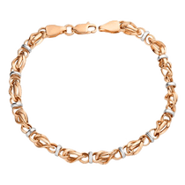 обзорное фото Золотой браслет в комбинированом золоте 585 пробы фантазийного плетения 037224 Женские золотые браслеты обзорное фото Золотой браслет в комбинированом золоте 585 пробы фантазийного плетения 037224  Женские золотые браслеты