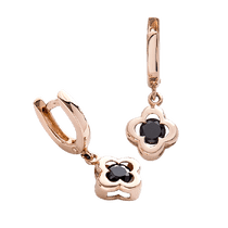 обзорное фото Золотые серьги черным фианитом 029260 Золотые серьги с фианитом обзорное фото Золотые серьги черным фианитом 029260  Золотые серьги с фианитом