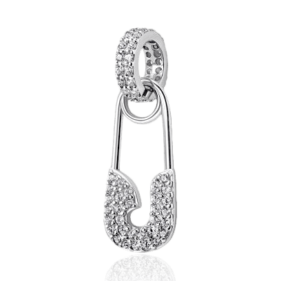 Серебряный подвес-шарм в форме булавки с фианитами 037742 детальное изображение ювелирного изделия Серебряные подвески Серебряный подвес-шарм в форме булавки с фианитами 037742 детальное изображение ювелирного изделия Серебряные подвески