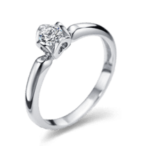 обзорное фото Помолвочное кольцо Сердце с бриллиантом из белого золота 024514  Золотые кольца для помолвки с бриллиантом
