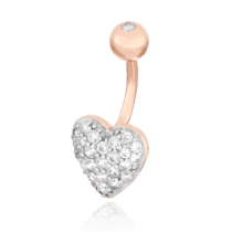 обзорное фото Серебряный пирсинг Сердце с фианитами 025091  Серебряные серьги для пирсинга