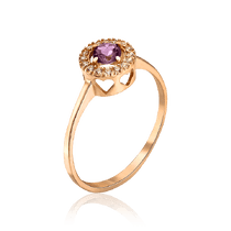 обзорное фото Золотое кольцо с аметистом и фианитами 035199 Золотые кольца обзорное фото Золотое кольцо с аметистом и фианитами 035199  Золотые кольца