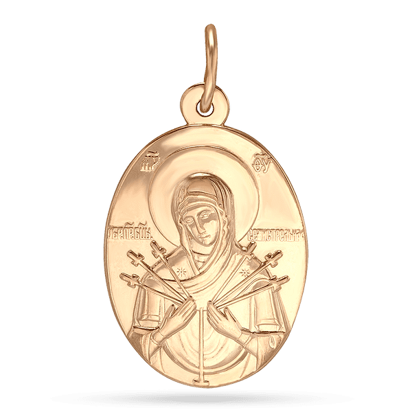 Золотая ладанка Божья Матерь Семистрельная 029140 детальное изображение ювелирного изделия Золотые подвески иконки Золотая ладанка Божья Матерь Семистрельная 029140 детальное изображение ювелирного изделия Золотые подвески иконки