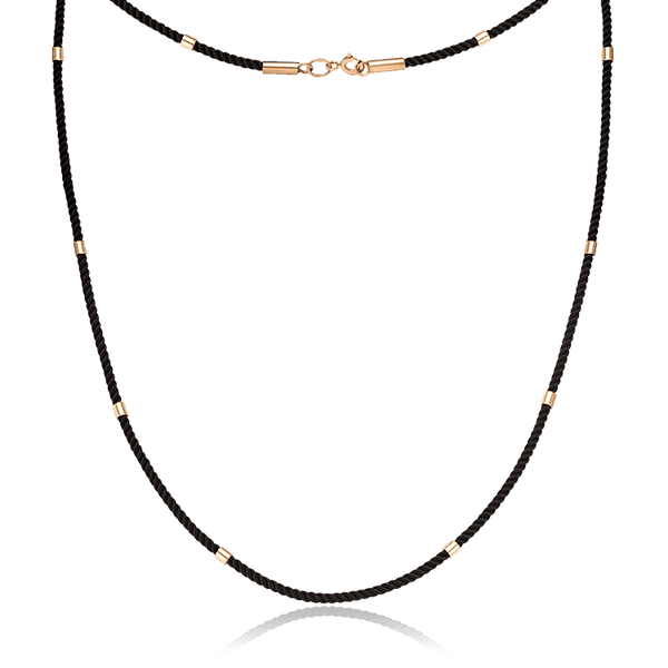 Ювелирный шнурок черный с золотыми вставками 035355 детальное изображение ювелирного изделия Золотые цепочки