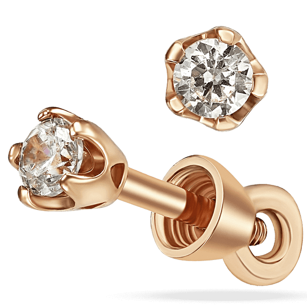 Золотые серьги- гвоздики с бриллиантом 039021  детальное изображение ювелирного изделия Золотые серьги с бриллиантами