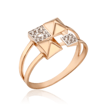 обзорное фото Декоративное золотое кольцо с фианитами 034063  Золотые кольца