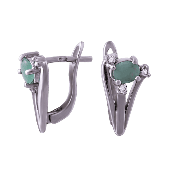 Серебряные серьги с изумрудом 4696 детальное изображение ювелирного изделия Серебряные серьги с камнями
