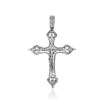 обзорное фото Серебряный крестик ажурний з Распятием 034444  Серебряные подвески крестики