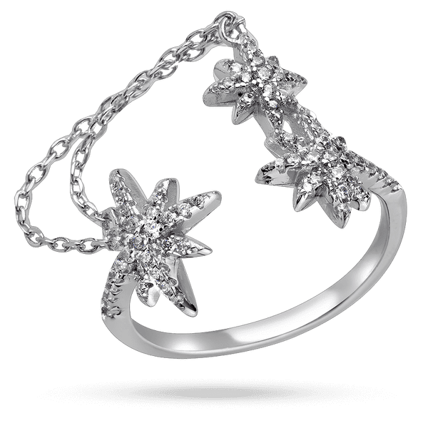 Серебряное кольцо с звездами и россыпью камней фианит и цепочекой 040185 детальное изображение ювелирного изделия Серебряные кольца с фианитом Серебряное кольцо с звездами и россыпью камней фианит и цепочекой 040185 детальное изображение ювелирного изделия Серебряные кольца с фианитом