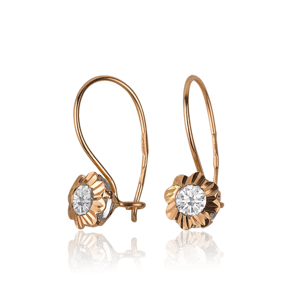 Золотые серьги с фианитом на петельке 031516 детальное изображение ювелирного изделия Серьги с камнями Золотые серьги с фианитом на петельке 031516 детальное изображение ювелирного изделия Серьги с камнями