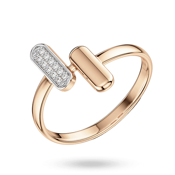 Золотое асимметричное кольцо "TWO.SIDES" с фианитами 041213 детальное изображение ювелирного изделия Золотые кольца с фианитом Золотое асимметричное кольцо "TWO.SIDES" с фианитами 041213 детальное изображение ювелирного изделия Золотые кольца с фианитом