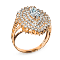 обзорное фото Золотое кольцо с бриллиантами R0714  Золотые кольца с бриллиантами