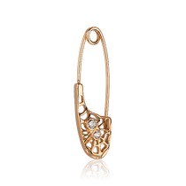 обзорное фото Золотая булавка с фианитами Паучёк 028997 Золотые булавки обзорное фото Золотая булавка с фианитами Паучёк 028997  Золотые булавки