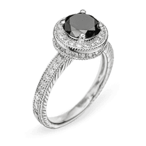 обзорное фото Кольцо из белого золота с бриллиантом R0115 Золотые кольца с черным бриллиантом обзорное фото Кольцо из белого золота с бриллиантом R0115  Золотые кольца с черным бриллиантом
