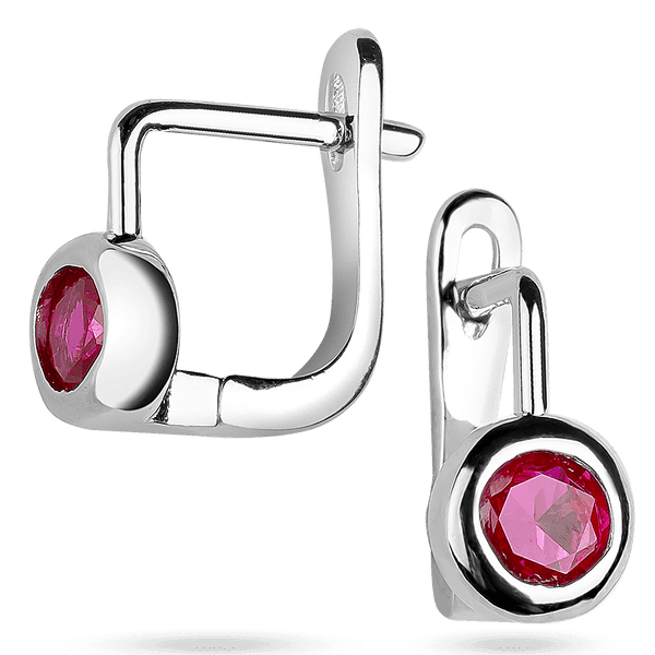 Милые детские серьги с розовыми фианитами в серебре 925 пробы 039589 детальное изображение ювелирного изделия Детские серебряные серьги 