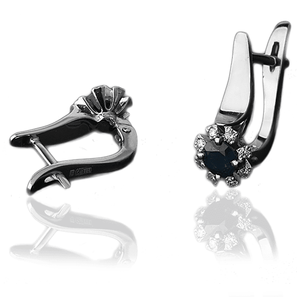 Серьги из белого золота с сапфирами и бриллиантами 023124 детальное изображение ювелирного изделия Золотые серьги с сапфиром Серьги из белого золота с сапфирами и бриллиантами 023124 детальное изображение ювелирного изделия Золотые серьги с сапфиром