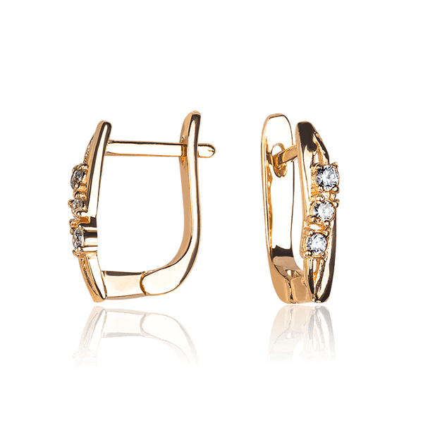 Повседневные золотые серьги с фианитами 032735 детальное изображение ювелирного изделия Золотые серьги с фианитом Повседневные золотые серьги с фианитами 032735 детальное изображение ювелирного изделия Золотые серьги с фианитом