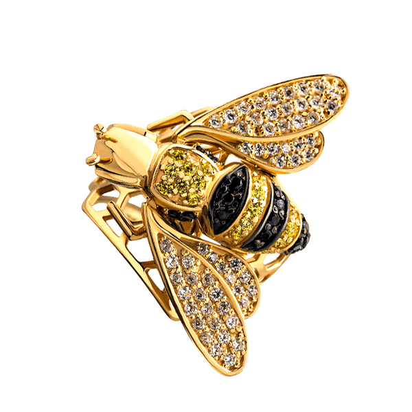 Эксклюзивное кольцо в красном золоте Золотая Пчела с фианитами 028428 детальное изображение ювелирного изделия Золотые кольца с фианитом Эксклюзивное кольцо в красном золоте Золотая Пчела с фианитами 028428 детальное изображение ювелирного изделия Золотые кольца с фианитом