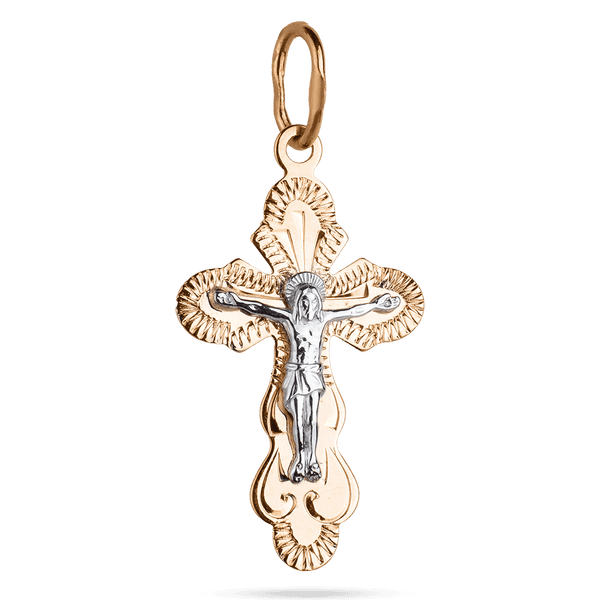 Православный крест в комбинированном золоте с гравировкой Спаси и Сохрани 039496 детальное изображение ювелирного изделия Золотые крестики православные Православный крест в комбинированном золоте с гравировкой Спаси и Сохрани 039496 детальное изображение ювелирного изделия Золотые крестики православные