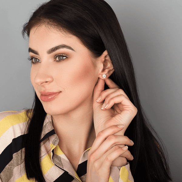 Серьги гвоздики из красного золота с фианитом 030735 Серьги гвоздики из красного золота с фианитом 030735