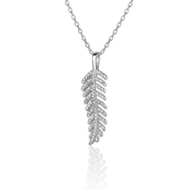 обзорное фото Серебряное колье Пальмовая веть с фианитами 027440  Серебряные колье
