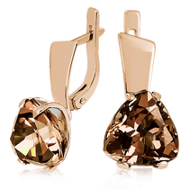 обзорное фото Золотые серьги с раухтопазом 023565  Золотые серьги с раухтопазом