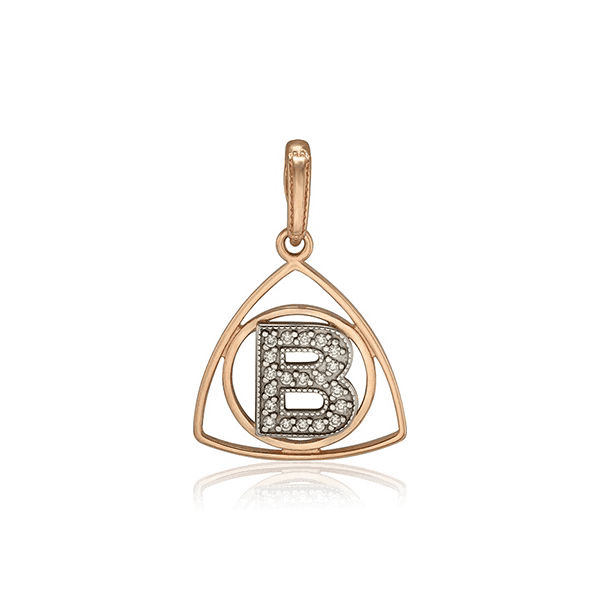 Золотой подвес буква В с фианитами 028859 детальное изображение ювелирного изделия Подвески буквы из золота Золотой подвес буква В с фианитами 028859 детальное изображение ювелирного изделия Подвески буквы из золота