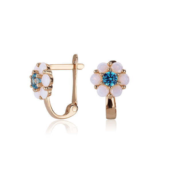 Золотые серьги Цветочки с фианитом 029951 детальное изображение ювелирного изделия Серьги с камнями