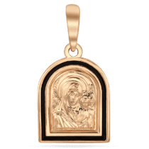 обзорное фото Золотая ладанка Казанская икона Божией Матери с эмалью 036832  Золотые подвески иконки