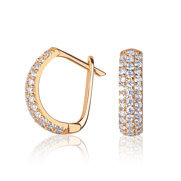 Серьги золотые со вставками фианитов 035831 детальное изображение ювелирного изделия Золотые серьги с английским замком Серьги золотые со вставками фианитов 035831 детальное изображение ювелирного изделия Золотые серьги с английским замком