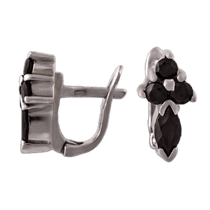 обзорное фото Серебряные серьги с гранатом 21390 Серебряные серьги с камнями обзорное фото Серебряные серьги с гранатом 21390  Серебряные серьги с камнями