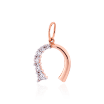 обзорное фото Золотой кулон Подкова с фианитами 032989 Золотые подвески с камнями обзорное фото Золотой кулон Подкова с фианитами 032989  Золотые подвески с камнями