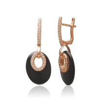 оглядове фото Золоті сережки з агатом і фіанітом 029037 оглядове фото Золоті сережки з агатом і фіанітом 029037