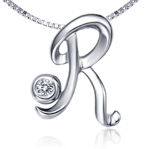обзорное фото Золотой кулон с бриллиантом буква R 035769 Золотые подвески обзорное фото Золотой кулон с бриллиантом буква R 035769  Золотые подвески